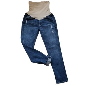 7 FOR ALL MANKIND Pea In A Pod Skinny Pull-On Distressed Tall Panel Jeans Sz 28